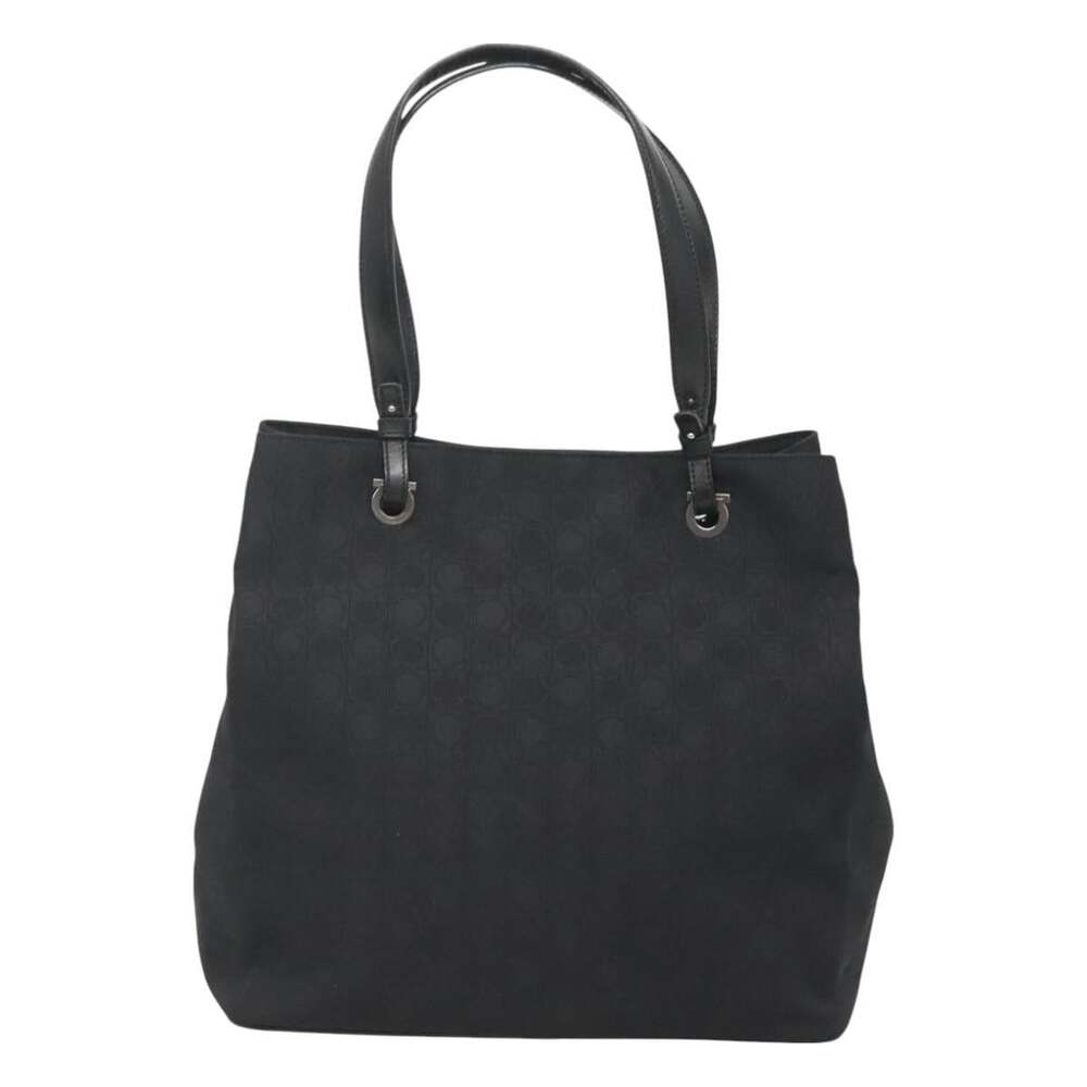 Salvatore Ferragamo Canvas Gancini Tote Bag Black